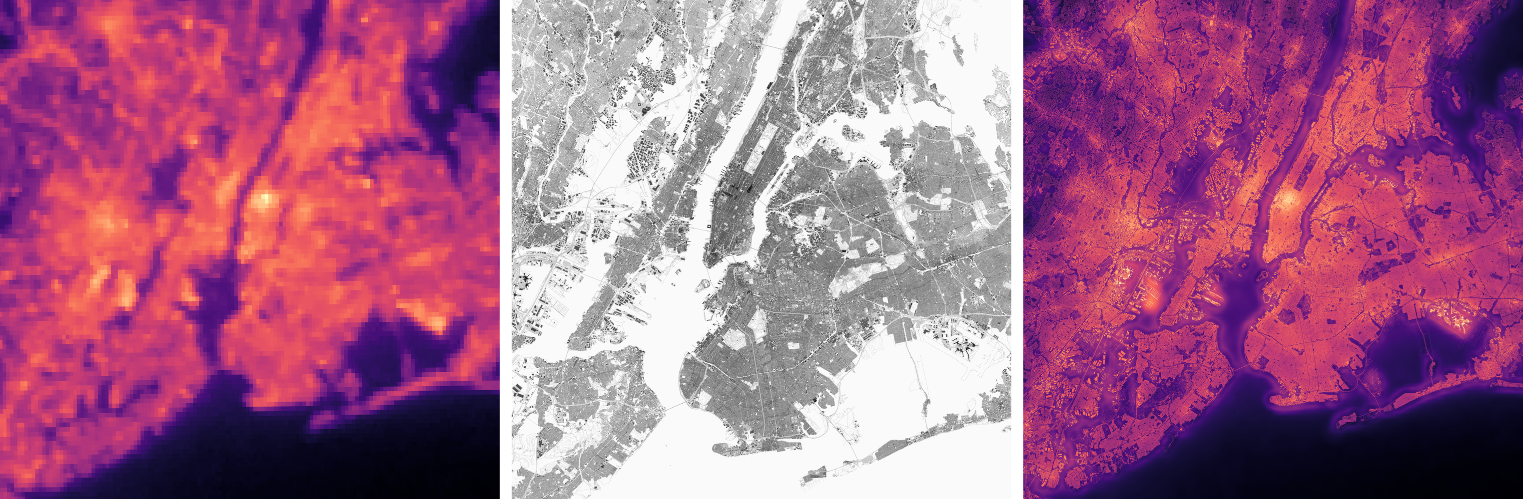 New York direct upsample, structural proxy, and structure-based allocation